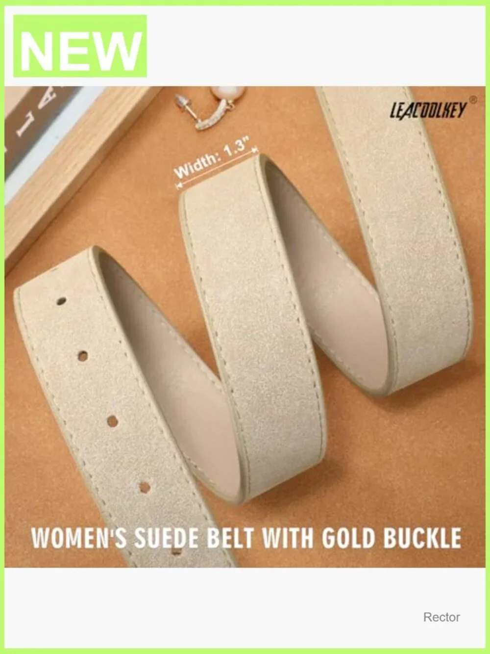Women Suede Belt with Gold Buckle for Jeans Dresses